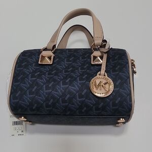 Michael Kors Blue and Beige Satchel